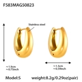 Boucles d'oreilles en U dorées en acier inoxydable taille S avec mesures et poids - S-8mm / Or