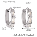 Geometrische Creolen aus Edelstahl mit Zirkonia-Einlage und Maßangaben in Silber - Mittel (12mm) / Stahlfarbe (F512-M-12mm)
