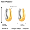 Boucles d'oreilles pendantes bicolores en acier inoxydable poli avec dimensions - M-10mm / Or