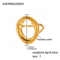 Details van 18k goud vergulde roestvrijstalen ring met afmetingen en gewicht van 6,4g - Goud Holle Open Ring