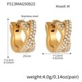 Crisscross-Ohrringe aus 18 Karat vergoldetem Edelstahl mit Zirkonia-Besatz - Mittel (10mm) / Gold (F513-M-10mm)