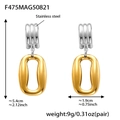 Irregular hollow double hoop earrings in silver and gold finish stainless steel - Two-tone Rectangular Hollow Earrings (F475)