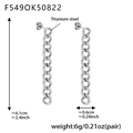 Silver titanium steel chain earrings with measurements of 6.1cm length and 0.6cm width - Silver Link Chain Earrings (F549)