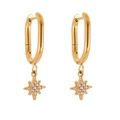 Elegant 18k gold plated stainless steel hoop earrings with sparkling star pendants - Gold Octagon Star Pendant (Q150)