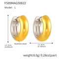 Two-tone silver and gold stainless steel hoop earrings in a minimalist chunky design - L / Gold and Silver