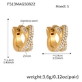 Créoles en acier inoxydable plaqué or 18 carats avec design croisé et zircons incrustés - Or (F513-S-8mm)