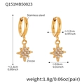 18k gold plated stainless steel hoop earrings with star zircon pendant charm - Small Gold Octagon Star Pendant (Q151)