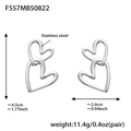 Silberne Doppelherz-Ohrringe aus Edelstahl mit ineinandergreifendem minimalistischem Design - Stahlfarbene Doppelherz-Ohrringe