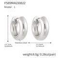 Silver stainless steel chunky huggie earrings with polished finish 1.7cm x 1.9cm - L / Steel