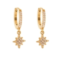 Gold-plated stainless steel star hoop earrings featuring brilliant cubic zirconia stones - Inlaid Octagon Star Pendant (Q152)