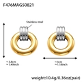 Irregular hollow double hoop earrings in two-tone gold and silver stainless steel - Two-tone Round Hollow Earrings (F476)