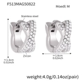 Boucles d'oreilles C croisées en acier inoxydable et zircon, finition argentée 1,3cm - Couleur Acier (F513-M-10mm)
