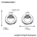 Irregular hollow double ring earrings in silver finish made of high quality stainless steel - Steel Color Round Hollow Earrings (F476)