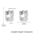 Boucles d'oreilles géométriques en acier argenté avec pavage en zircone blanc - Couleur Acier (F513-S-8mm)