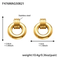 Irregular hollow double ring earrings in 18k gold plated stainless steel - Gold Round Hollow Earrings (F476)