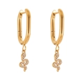 Gold snake earrings with zircon micro-paving in high-polished 18k stainless steel finish - Smooth Snake Pendant Earrings (Q155)