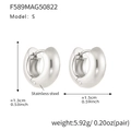 Polished silver stainless steel huggie earrings in small size with dimensions shown - S (8mm) / Steel