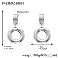 Irregular hollow double hoop earrings in polished silver stainless steel finish - Steel Color Large Round Hollow Earrings (F483)