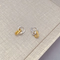 Französischer Vintage-Stil verschlungene zweifarbige Gold- und Silberohrringe poliert - Gold-Silber-Kontrast