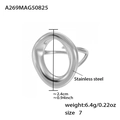 Zilveren roestvrijstalen ovale ring met een onregelmatig organisch ontwerp - Zilver Holle Open Ring