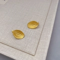 Pastoral pomegranate seed stud earrings in gold-plated texture with vertical ribbing - Gold