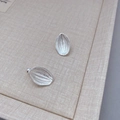 Pastoral pomegranate seed 925 silver stud earrings with vintage textured leaf design - Silver