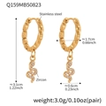 Golden stainless steel hoop earrings with sparkling zircon-encrusted snake charms - Twisted Snake Pendant (Q159)