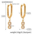 Gold stainless steel U-shaped earrings with infinity zircon pendants and dimensions - Gold Infinity Pendant (Q160)