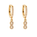 18k gold plated stainless steel hoop earrings with infinity symbol and zircon stones - Pave Infinity Earrings (Q162)