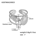 Zilveren roestvrijstalen ring met schildpad schelp en zirkoon gewicht 3,8g maat 7 - Zilver Schelp Zirkonia Ring