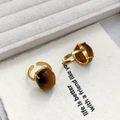 French vintage gold plated open ring featuring a large oval tiger eye gemstone - Adjustable Open Ring / Tiger Eye Color Ring