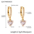 Golden stainless steel hoop earrings with heart-shaped zircon pendants and 18k gold plating - Inlaid Heart Pendant (Q167)
