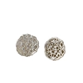 Elegant silver openwork round stud earrings with sparkling rhinestones in a lace design - Round / Silver