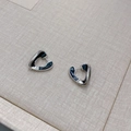 French design irregular heart enamel earrings in silver and black metal finish - Black