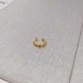 Gold plated ear cuff with colorful crystals in a non-pierced C-shaped minimalist design - Gold