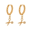 18k gold plated stainless steel scissors earrings with sparkling zircon crystals - Creative Scissors Earrings (Q174)