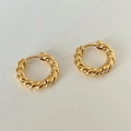 Orecchini a cerchio in corda d'oro ritorta con design intrecciato minimalista da donna - Oro Grande