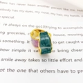18K gold plated adjustable open ring with green and purple marble texture enamel - Green