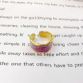Detail of purple marble enamel ring with wavy gold edges and adjustable opening - Purple