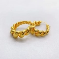 Boucles d'oreilles croissant plaquées or 18 carats avec design élégant à texture spirale - Boucles d'oreilles tressées