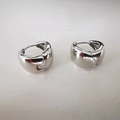 Polished silver chunky hoop earrings with a sleek oval hinged design for women - S / Silver