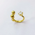 Irregular lava texture 18K gold plated adjustable ring with sparkling zircon stone - Adjustable Open / Gold