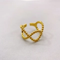 Vergoldeter Ring mit gekreuzten Perlenlinien und verstellbarem offenem Design für Damen - Einstellbar Offen / Gold