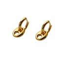 Elegante 18K vergoldete Creolen mit poliertem Schweinenase-Gliedanhänger für Damen - Gold