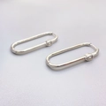 Silberne ovale Creolen mit Markise-Zirkonia in einem minimalistischen geometrischen Design - Weißgold Ohrringe