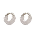 Chunky silver hoop earrings with transparent faceted crystal beads in a modern design - Clear