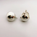 Orecchini a semisfera in argento minimalista con finitura lucida a specchio - Argento Lucido