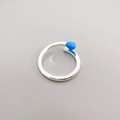 Silver matchstick ring with blue enamel tip and adjustable open band for women - Size 6 (Adjustable) / Blue