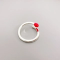 Creative matchstick shape open ring in silver finish with vibrant red enamel tip - Size 6 (Adjustable) / Red