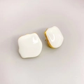 Minimalist irregular enamel stud earrings with 18K gold plating on brass and S925 silver pins - White